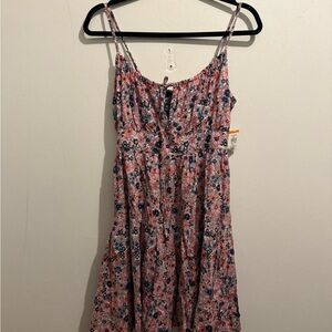🩵Angie Pink Floral Spaghetti Strap Dress